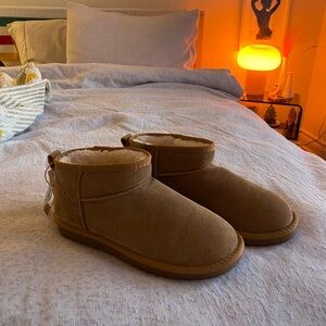 Genuine Suede Shortie Lined Boots - Size 10W